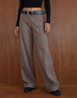 Motel Rocks Tailoring-Abdel Faux Wool Tailored Trouser in Walnut
