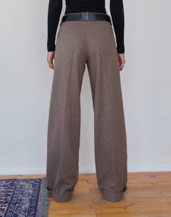 Motel Rocks Tailoring-Abdel Faux Wool Tailored Trouser in Walnut