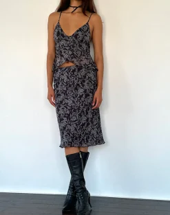 Motel Rocks A Line Skirts | Midi Skirts-Abetzi Midi Skirt in Baroque Black Print