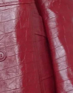 Motel Rocks Pu Jackets-Abigail Coat in Matte PU Croc Burgundy