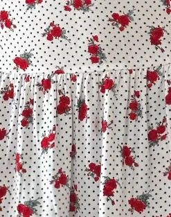 Motel Rocks Printed Dresses | Mini Dresses-Aca Bardot Mini Dress in White Rose Polka
