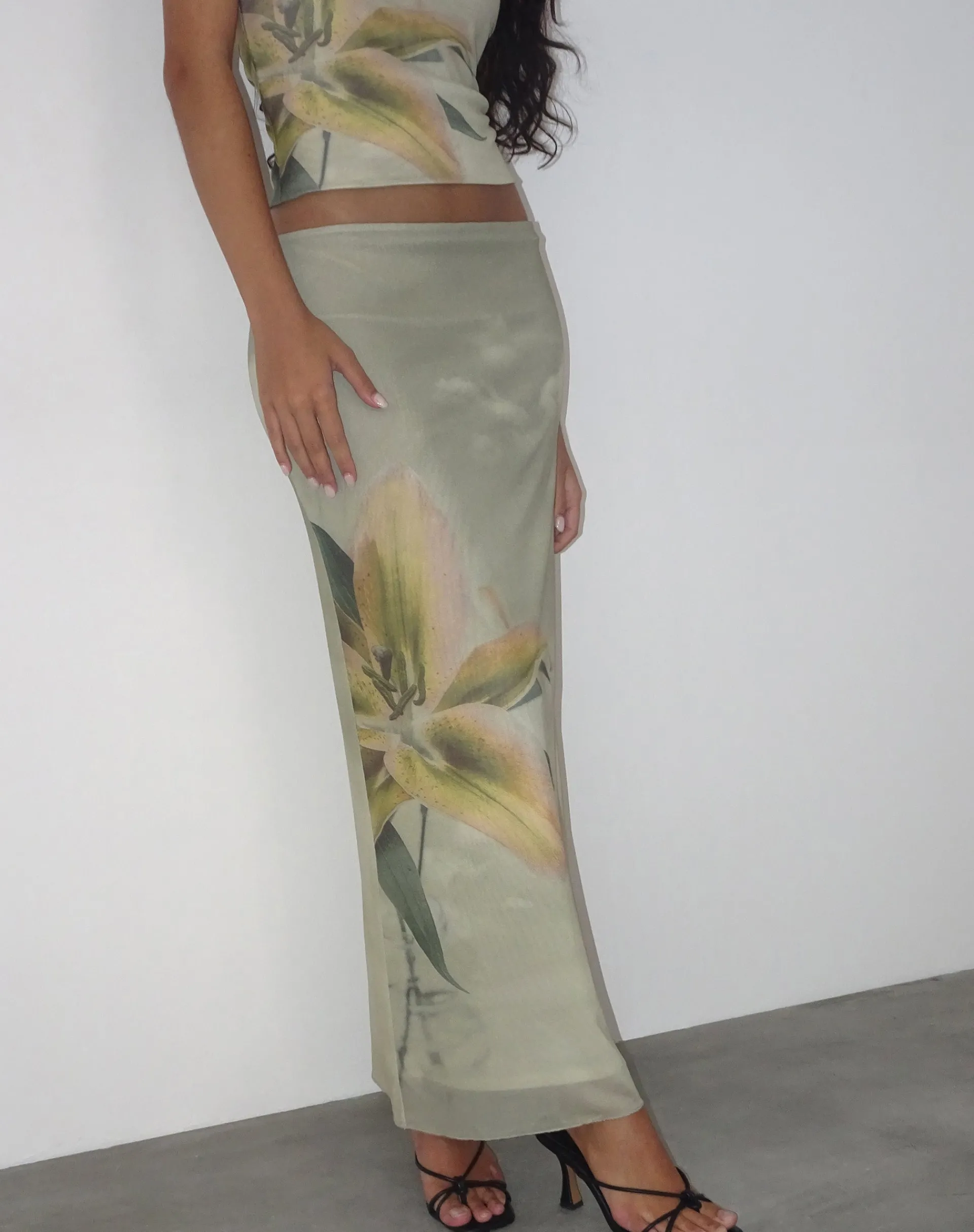 Motel Rocks Maxi Skirts-Acacia Maxi Skirt in Yellow Lily Print