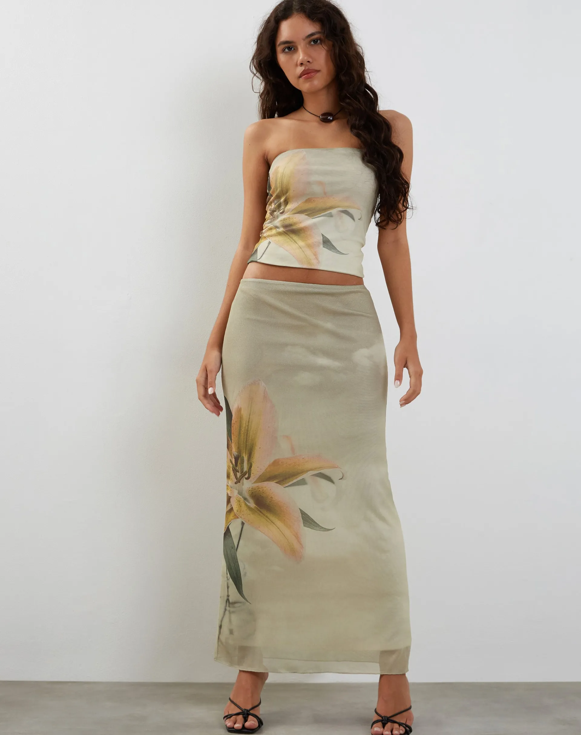 Motel Rocks Maxi Skirts-Acacia Maxi Skirt in Yellow Lily Print