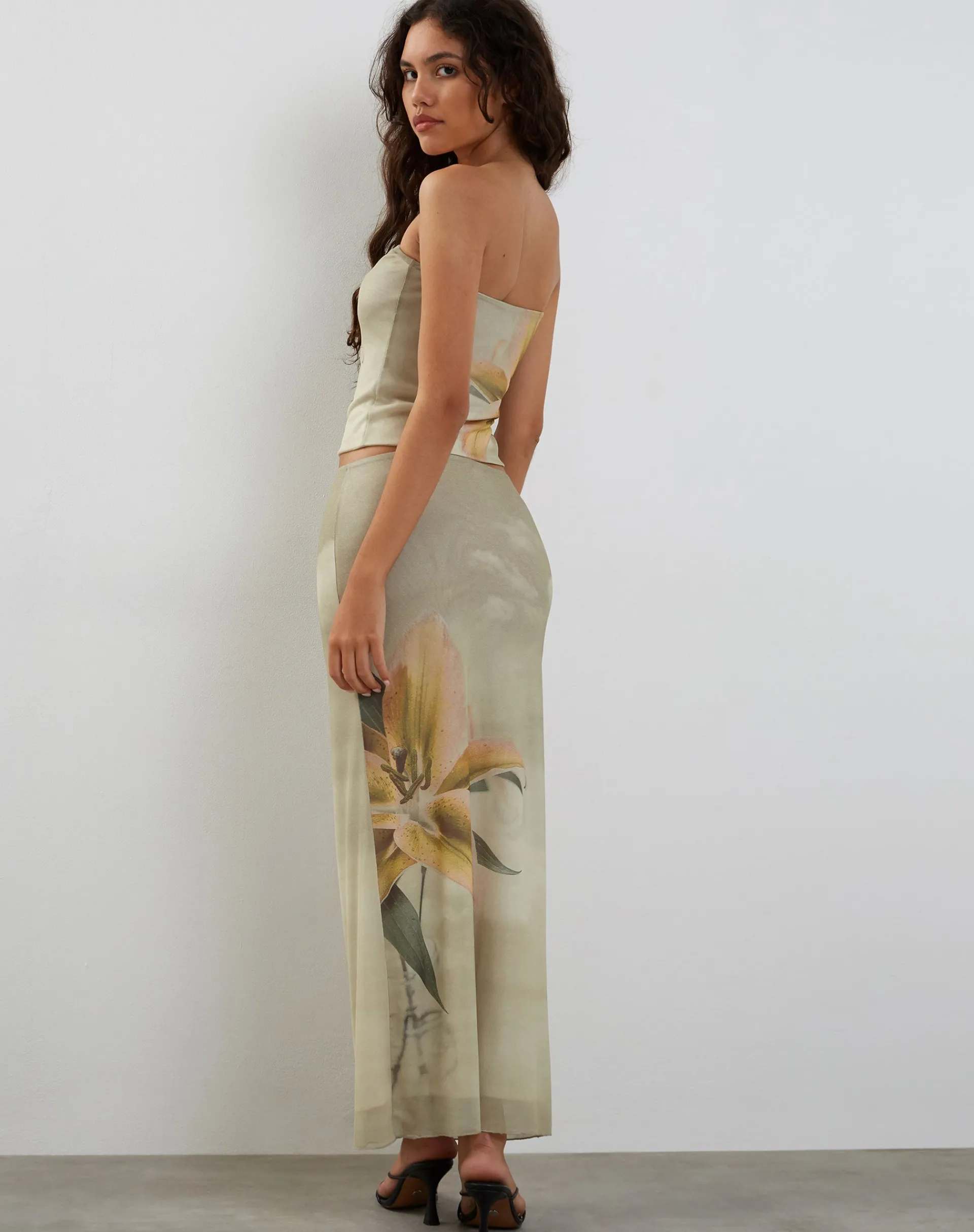 Motel Rocks Maxi Skirts-Acacia Maxi Skirt in Yellow Lily Print