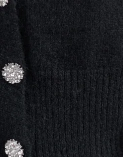 Motel Rocks Cardigans-Acera Knitted Cardigan in Black with Silver Flower Buttons