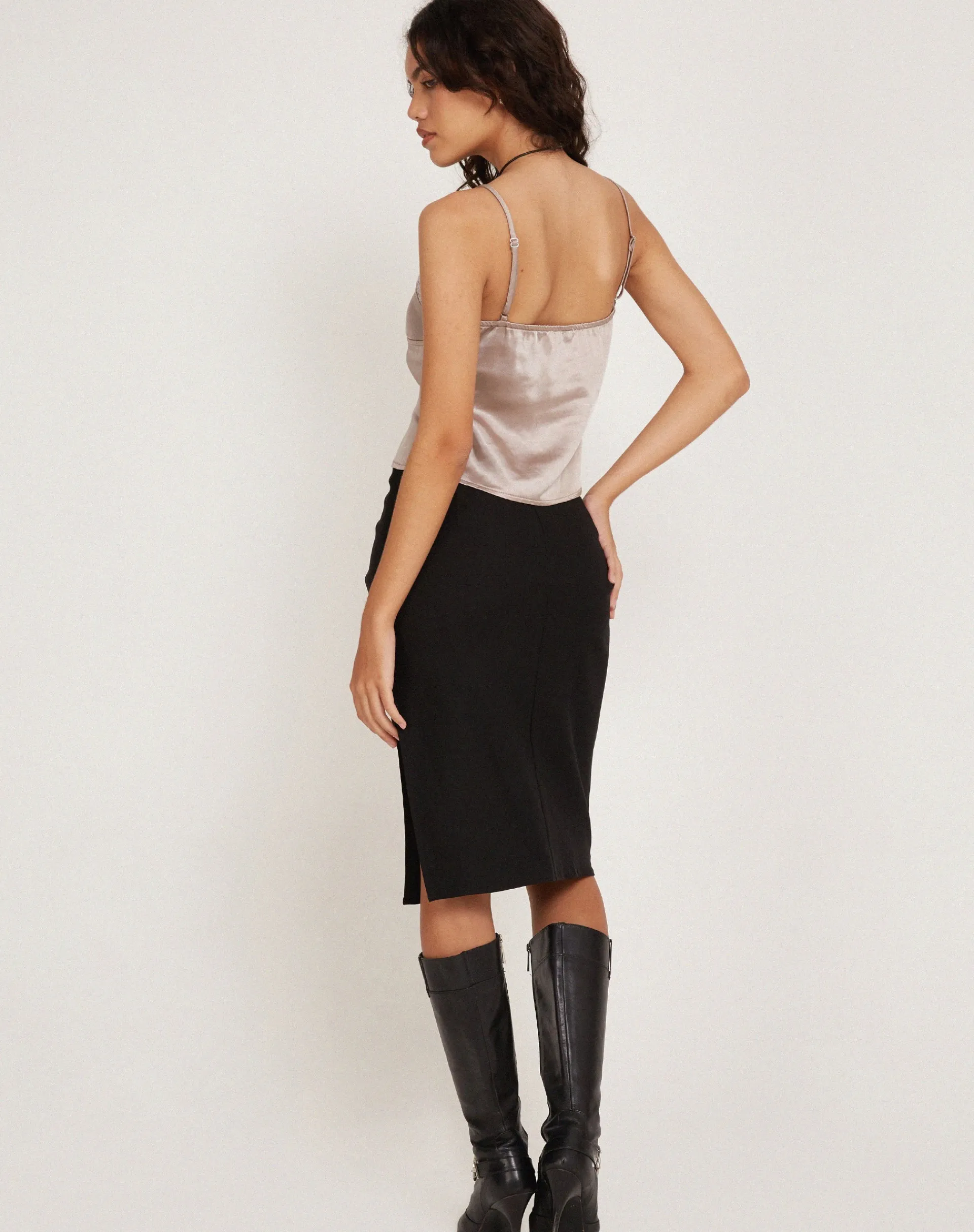 Motel Rocks Strappy Tops-Adalia Cami Top in Satin Champagne