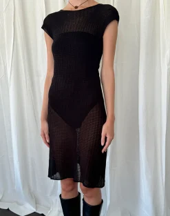 Motel Rocks Midi Dresses-Adeline Midi Dress in Wide Rib Knit Black