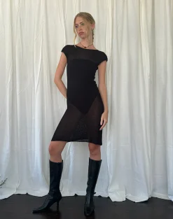 Motel Rocks Midi Dresses-Adeline Midi Dress in Wide Rib Knit Black