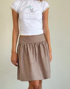 Motel Rocks A Line Skirts | Midi Skirts-Adinda Midi Skirt in Mini Gingham Brown