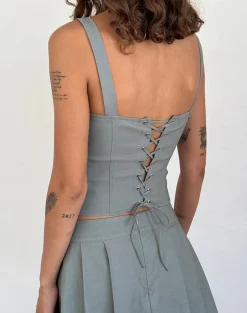 Motel Rocks Basics | Co-Ords-Ailsa Tie Back Top in Grey
