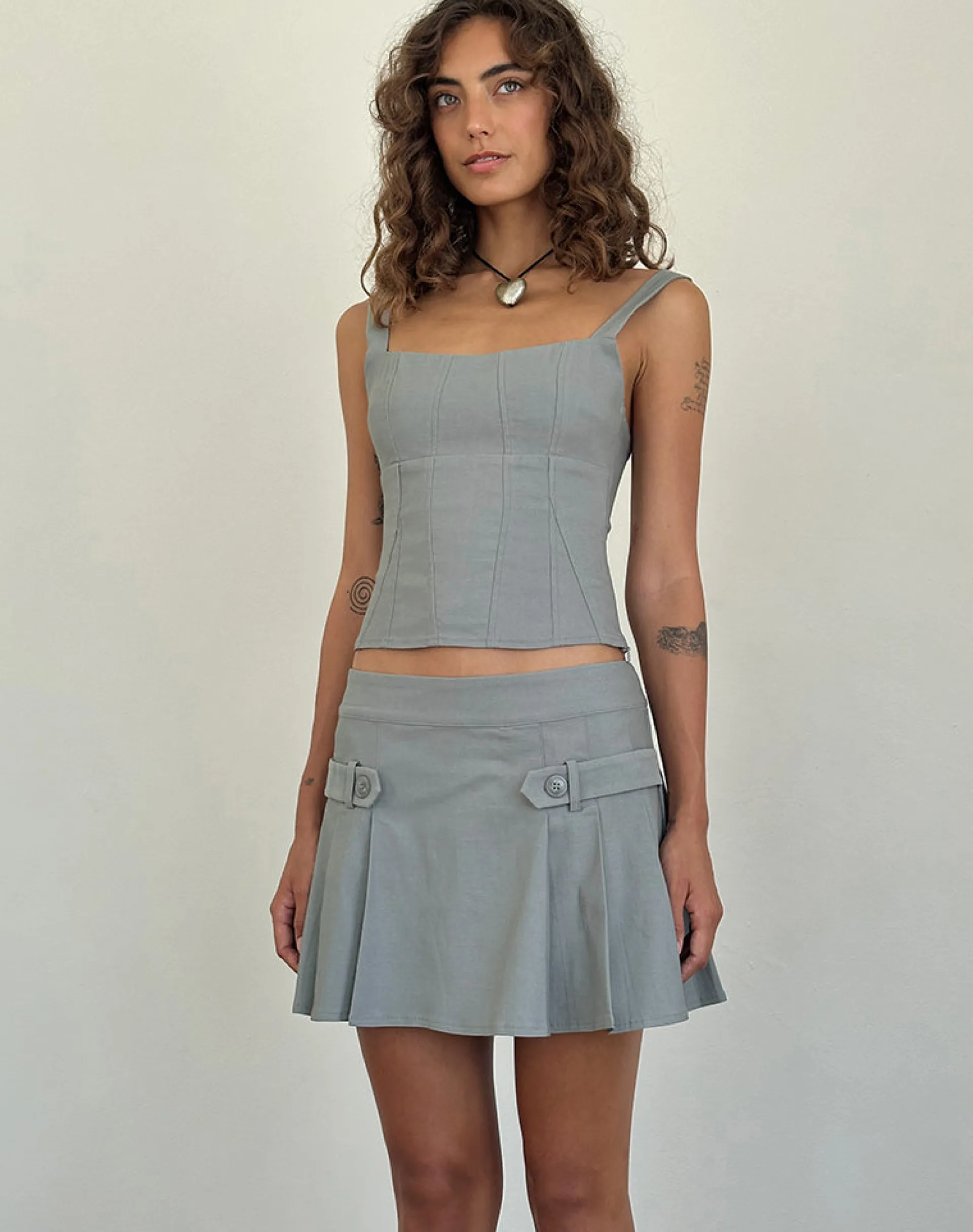 Motel Rocks Basics | Co-Ords-Ailsa Tie Back Top in Grey