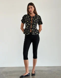 Motel Rocks Shirts And Blouses-Ajasi Blouse in Lemon and Lime Black LemonandLimeBlack