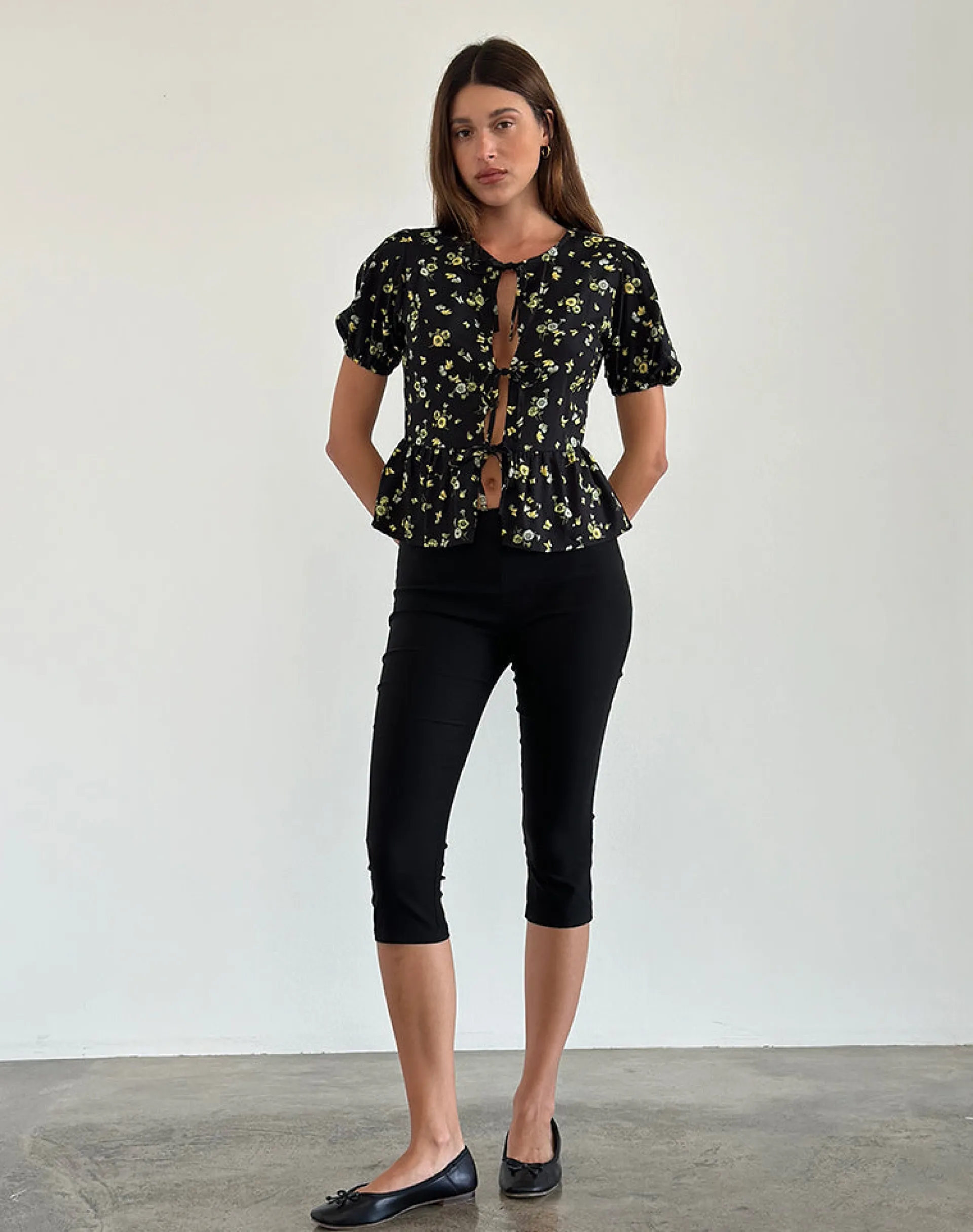 Motel Rocks Shirts And Blouses-Ajasi Blouse in Lemon and Lime Black LemonandLimeBlack