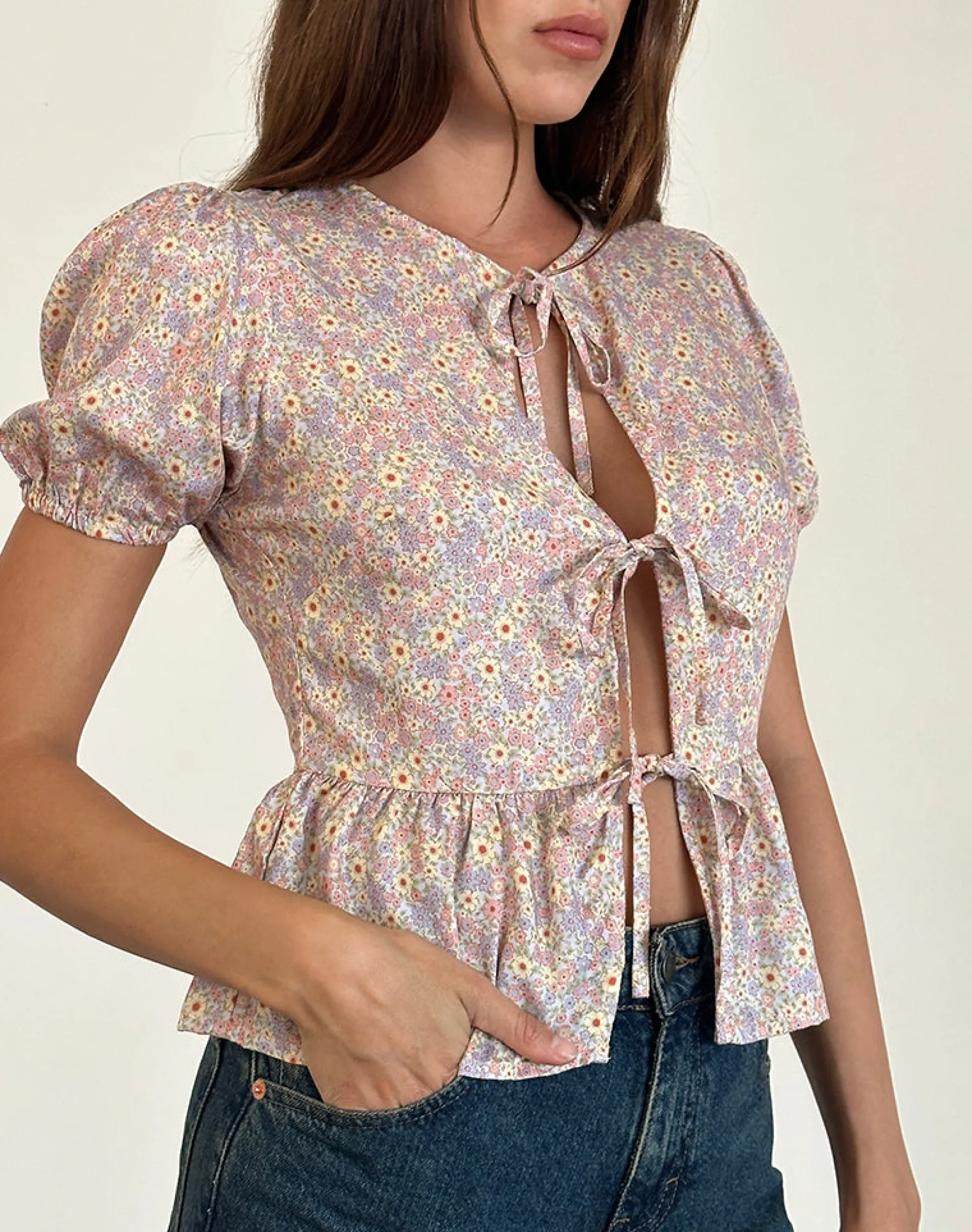 Motel Rocks Shirts And Blouses-Ajasi Blouse in 70s Prairie Girl 70sprairiegirlflock