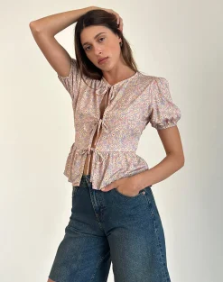 Motel Rocks Shirts And Blouses-Ajasi Blouse in 70s Prairie Girl 70sprairiegirlflock