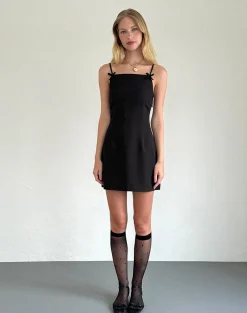 Motel Rocks Bodycon Dresses | Little Black Dresses-Aketi Mini Dress in Black