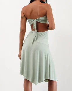 Motel Rocks Bandeau Dresses | Party Dresses-Akira Bandeau Midi Dress in Slinky Sage