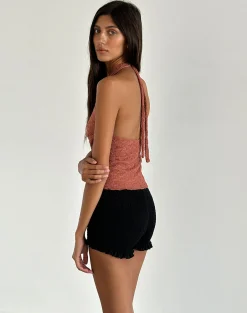 Motel Rocks Halterneck Tops | Lace Tops-Aksa Halterneck Top in Lace Withered Rose LaceWitheredRose