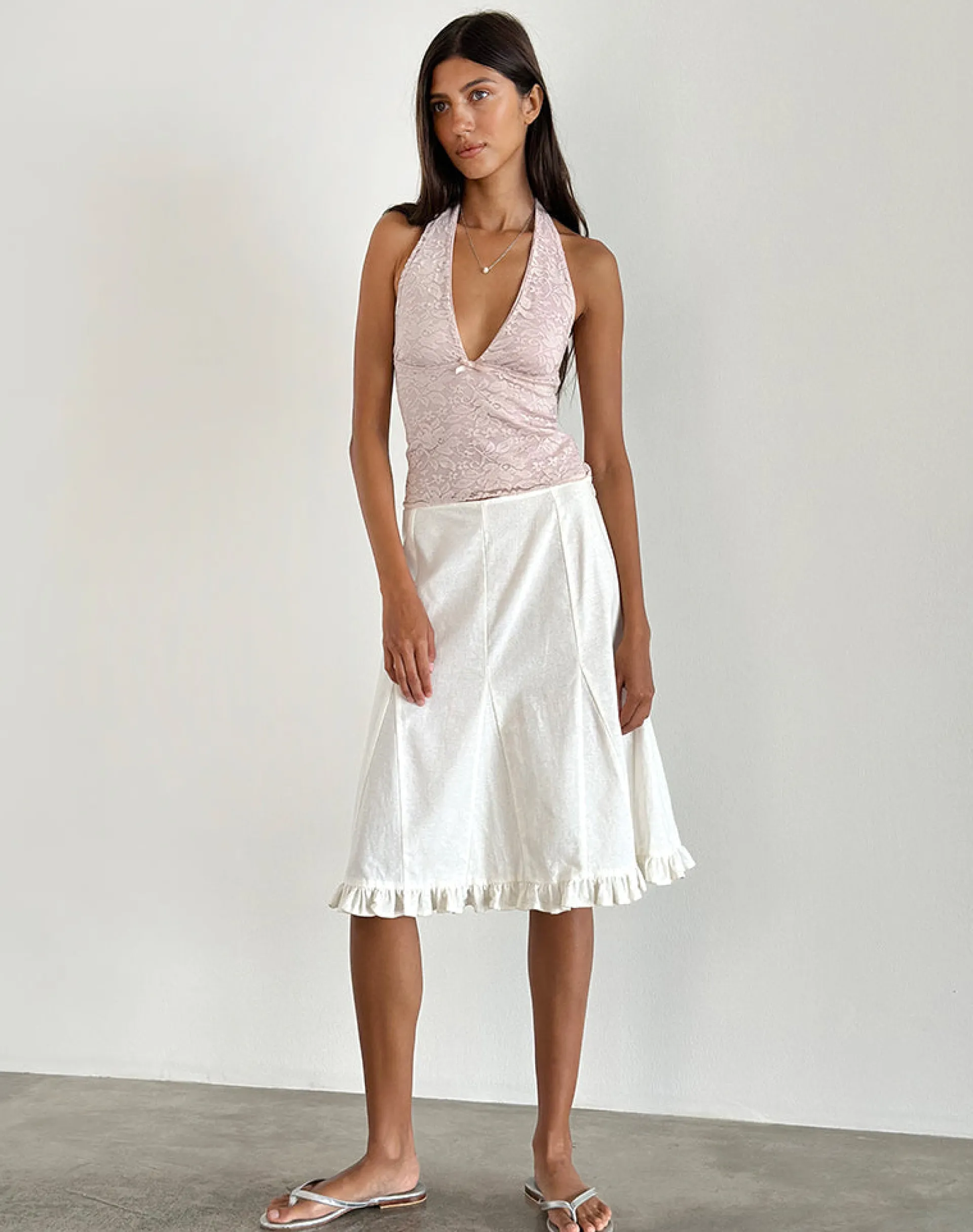 Motel Rocks Halterneck Tops | Lace Tops-Aksa Halterneck Top in Lace Lotus Pink LaceLotusPink
