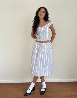 Motel Rocks Corset Tops-Alderidge Top in Vertical Grey Stripe VerticalGreyStripe