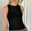 Motel Rocks Vest Tops-Alessia Vest Top in Wide Rib Knit Black