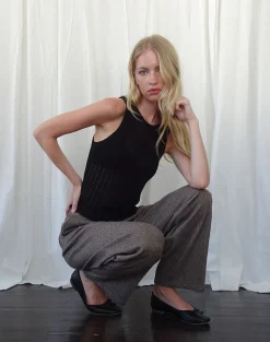 Motel Rocks Vest Tops-Alessia Vest Top in Wide Rib Knit Black