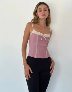 Motel Rocks Tailoring | Corset Tops-Alexa Corset Top in Dusky Pink DuskyPink