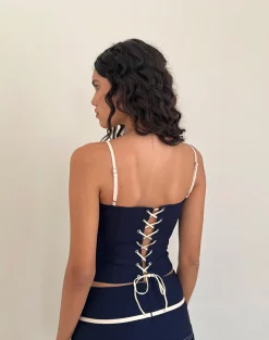 Motel Rocks Co-Ords | Corset Tops-Alexa Corset Top in navy