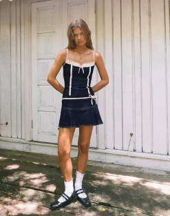 Motel Rocks Co-Ords | Corset Tops-Alexa Corset Top in navy
