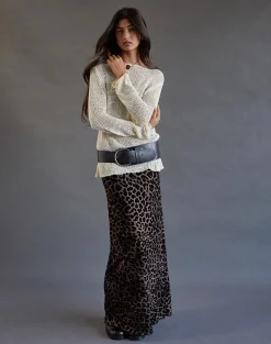 Motel Rocks Printed Skirts | Maxi Skirts-Alfreda Maxi Skirt in Flock Mesh Rar Leopard