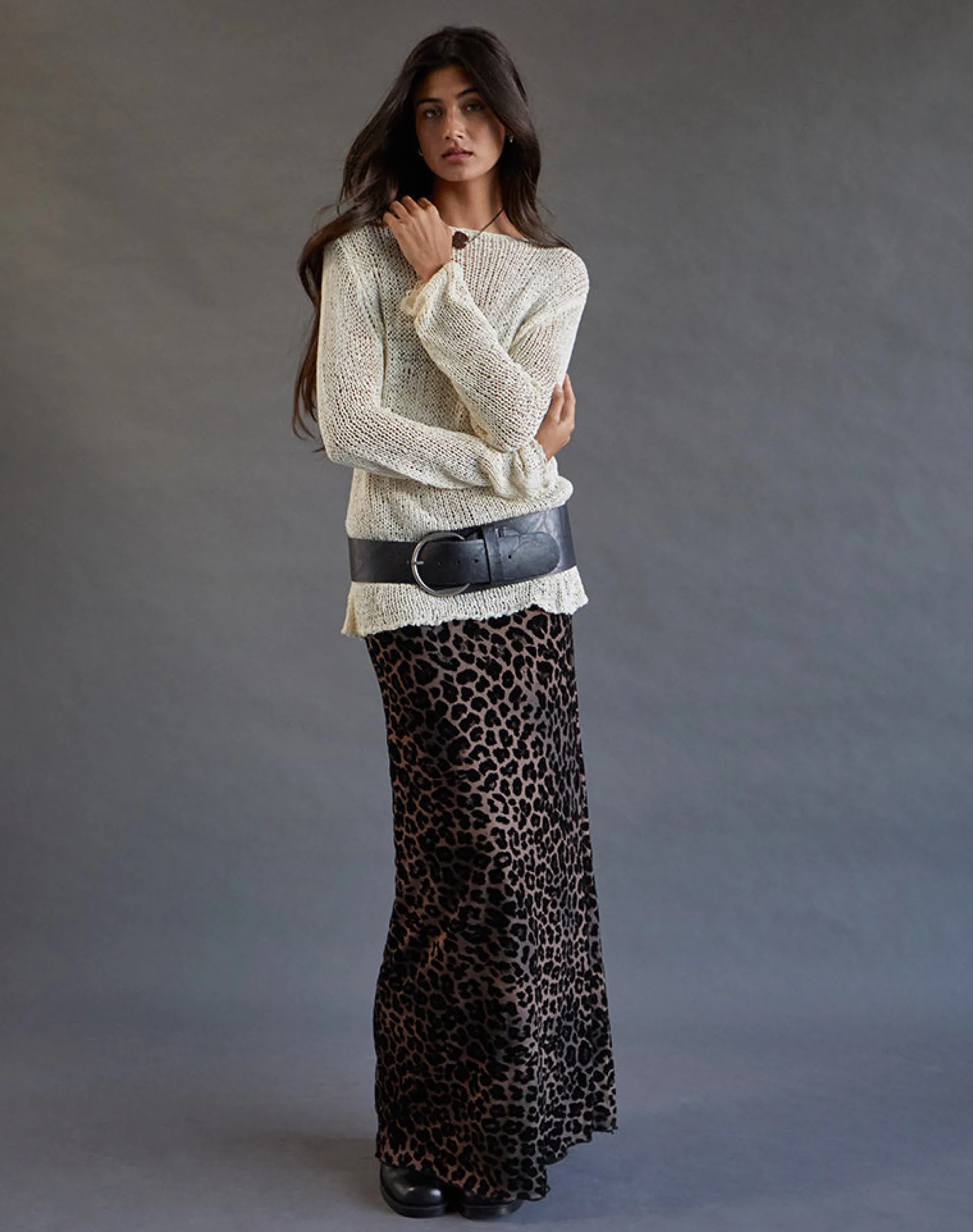 Motel Rocks Printed Skirts | Maxi Skirts-Alfreda Maxi Skirt in Flock Mesh Rar Leopard