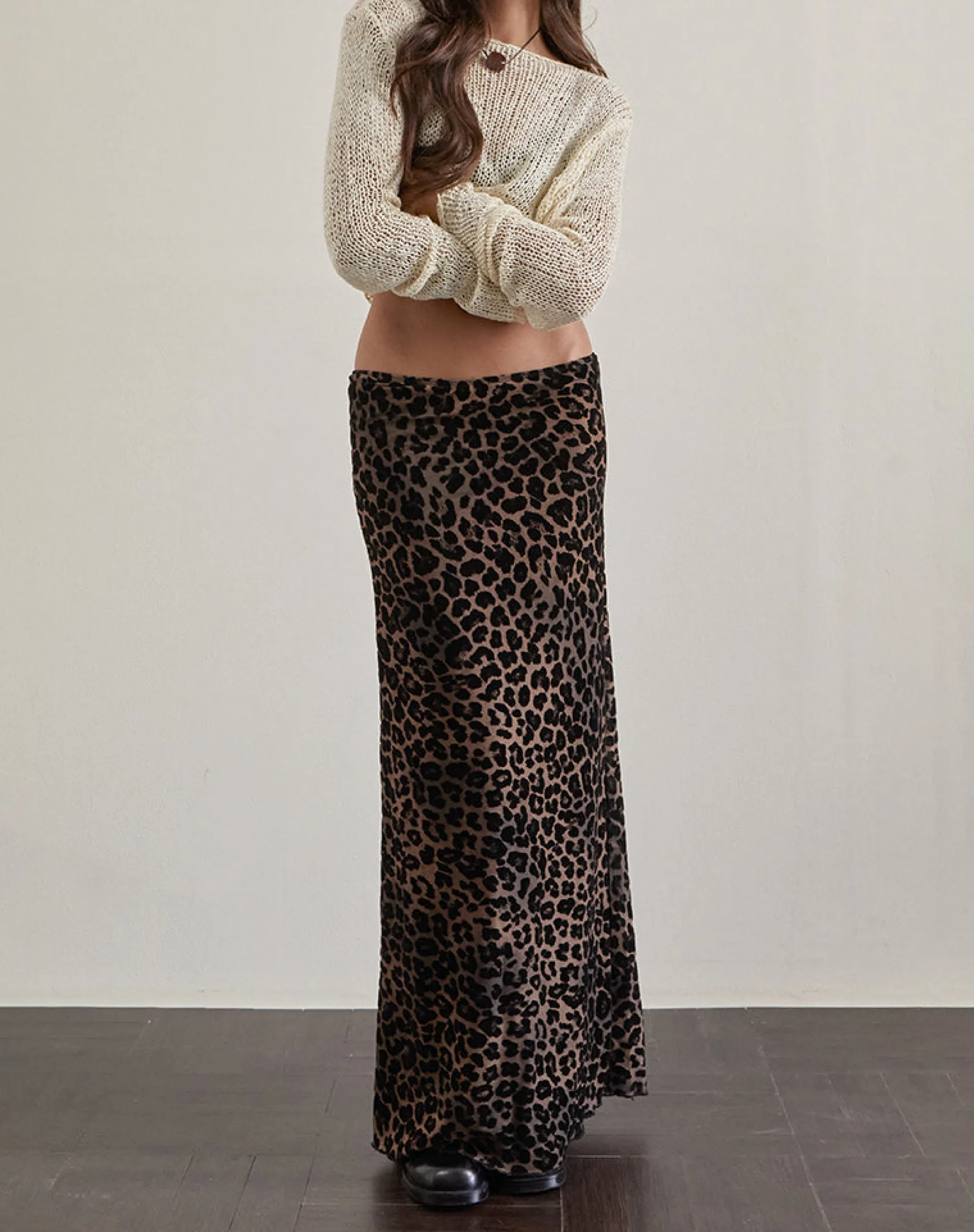 Motel Rocks Printed Skirts | Maxi Skirts-Alfreda Maxi Skirt in Flock Mesh Rar Leopard