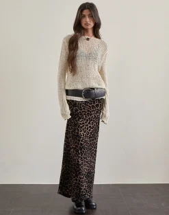 Motel Rocks Printed Skirts | Maxi Skirts-Alfreda Maxi Skirt in Flock Mesh Rar Leopard