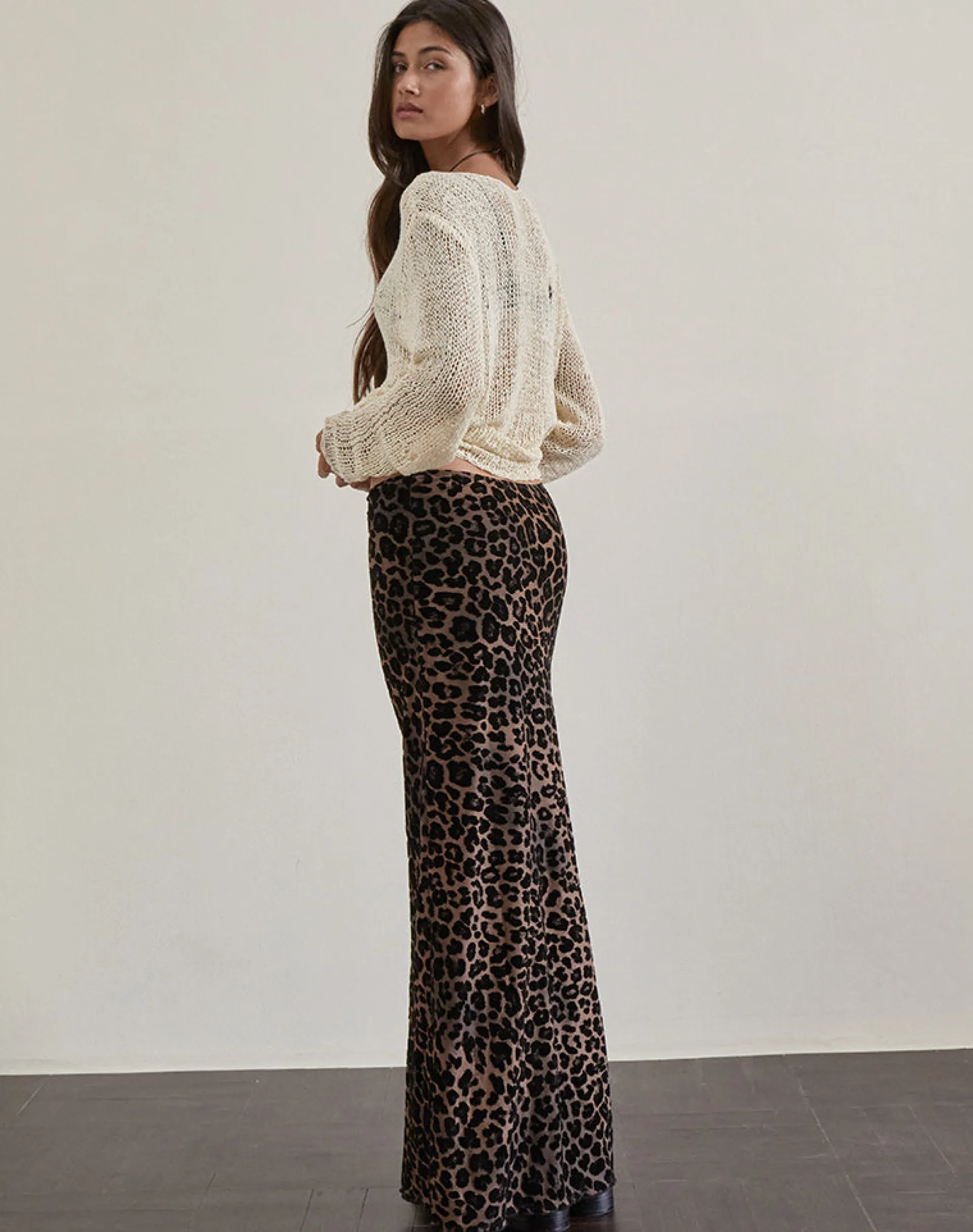Motel Rocks Printed Skirts | Maxi Skirts-Alfreda Maxi Skirt in Flock Mesh Rar Leopard