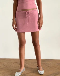 Motel Rocks Co-Ords | A Line Skirts-Allea Mini Skirt in Dusky Pink Sheer Knit