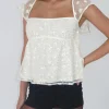 Motel Rocks Sequin Tops | Going Out Tops-Aloysia Top in Sequin Lace Ivory