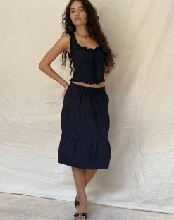 Motel Rocks Vest Tops-Alsa Ruffle Edge Top in Black