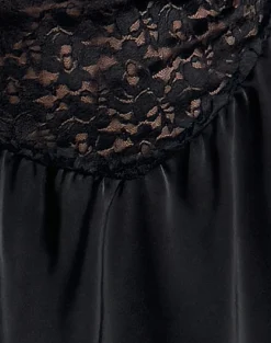 Motel Rocks Little Black Dresses | Party Dresses-Alunan Slip Dress in Satin Lace Black