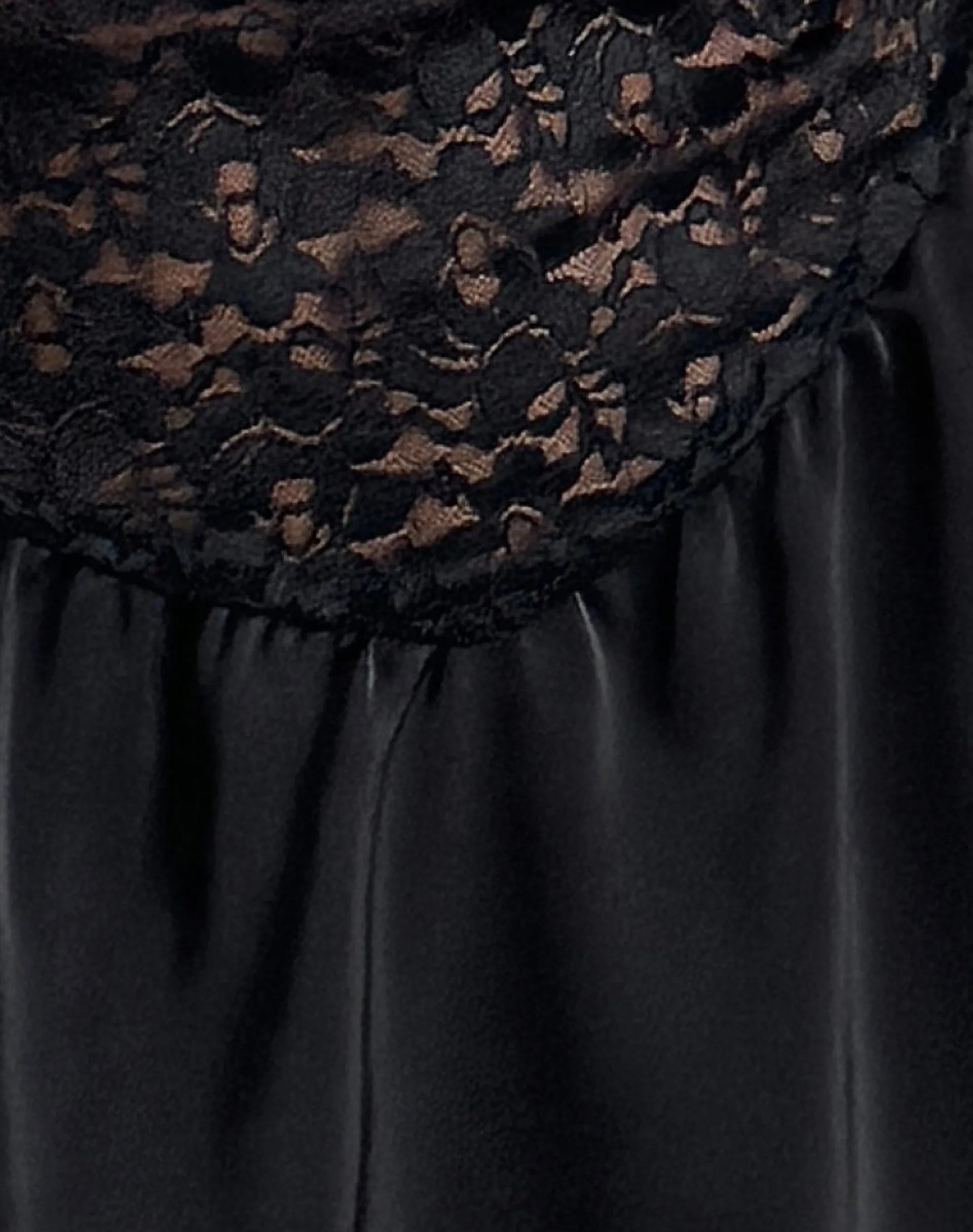Motel Rocks Little Black Dresses | Party Dresses-Alunan Slip Dress in Satin Lace Black