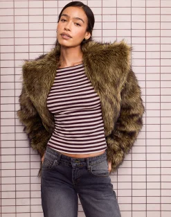 Motel Rocks Long Sleeve Tops-Amabon Long Sleeve Top in Tonal Brown Stripe TonalBrownStripe