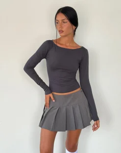 Motel Rocks Basic Tops | Long Sleeve Tops-Amabon Long Sleeve Top in Ocean Storm OceanStorm