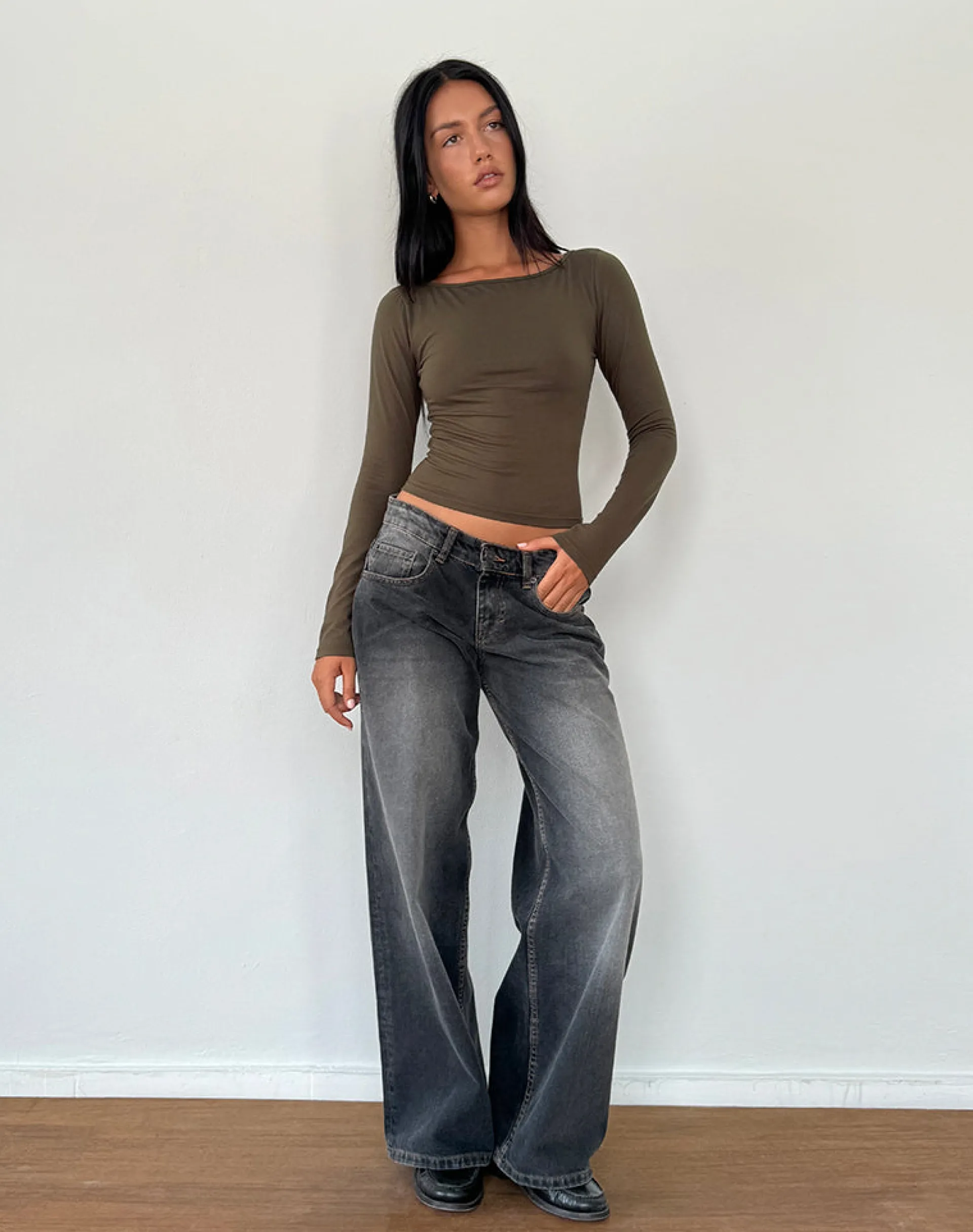 Motel Rocks Basics | Basic Tops-Amabon Long Sleeve Top in Olive