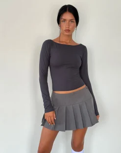 Motel Rocks Basic Tops | Long Sleeve Tops-Amabon Long Sleeve Top in Ocean Storm OceanStorm