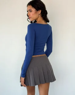 Motel Rocks Basic Tops | Long Sleeve Tops-Amabon Long Sleeve Top in Dazzling Blue DazzlingBlue