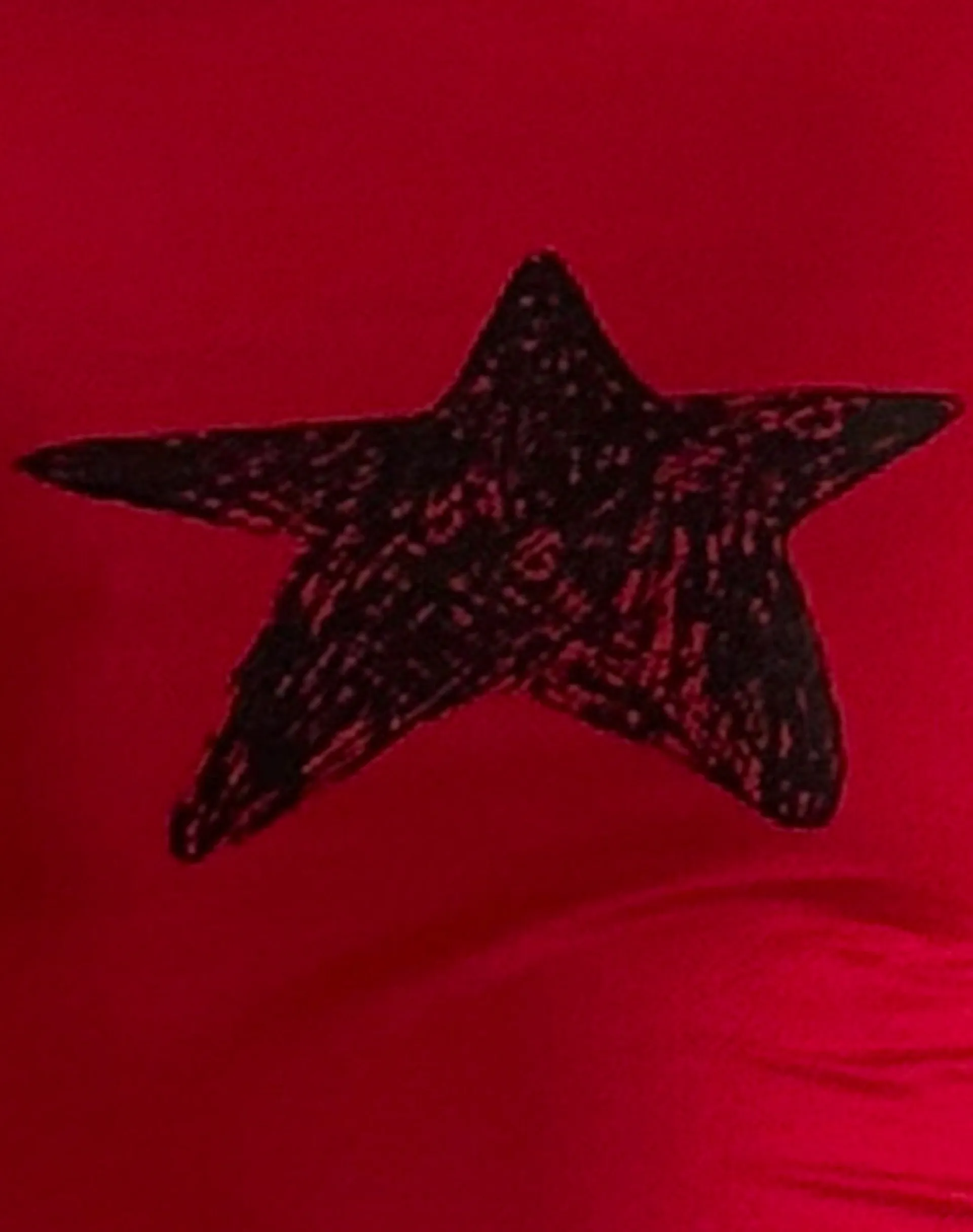 Motel Rocks Basics | Basic Tops-Amabon Long Sleeve Top in Adrenaline Red with Black Star AdrenalineRedwithBlackStar