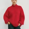 Motel Rocks Jumpers-Amato Oversized Jumper in Red