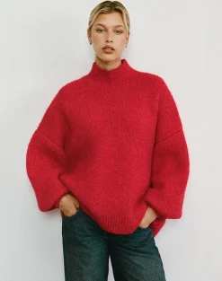 Motel Rocks Jumpers-Amato Oversized Jumper in Red