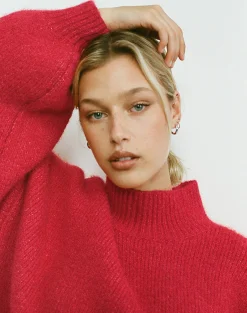 Motel Rocks Jumpers-Amato Oversized Jumper in Red