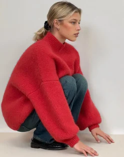Motel Rocks Jumpers-Amato Oversized Jumper in Red