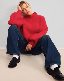 Motel Rocks Jumpers-Amato Oversized Jumper in Red